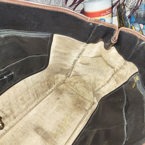 BRAHMIN Vintage Wallet & Black Leather Large Carryall Shoulder Tote Boho Bag - Picture 10 of 16